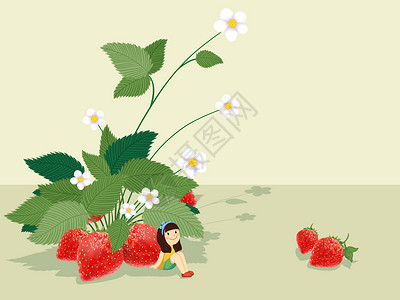 立夏草莓插图背景图片