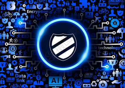 AI安全金盾金融安全科技背景插画