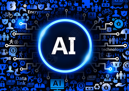 智能按钮AI科技互联背景插画