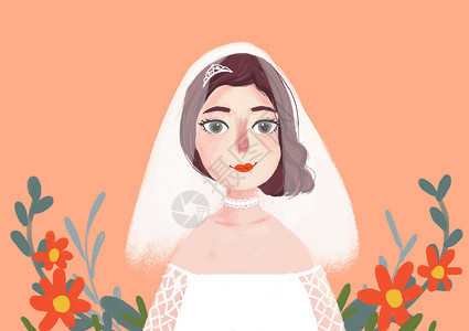 婚纱抠图素材美丽的新娘插画