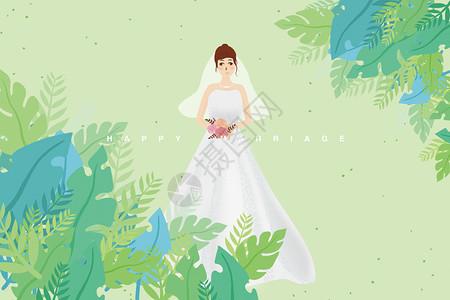 新娘插画背景图片