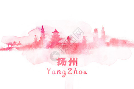 扬州水彩插画背景图片
