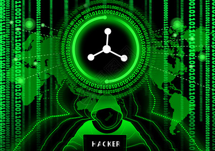 绿色按钮元素数据链黑科技元素背景插画