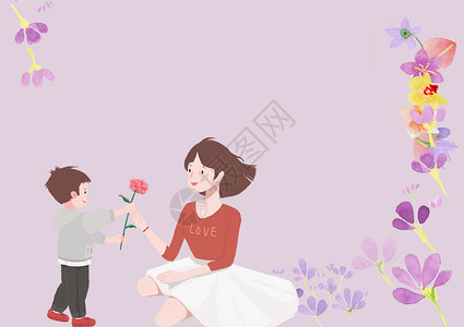 温馨花环素材感恩母亲节插画