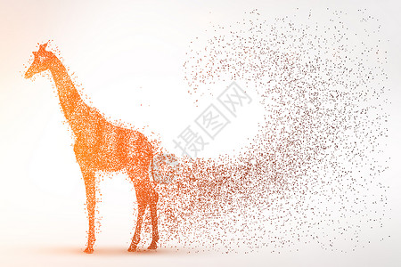 动物形象矢量长颈鹿剪影粒子设计图片