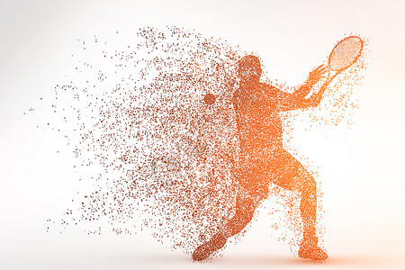 打网球的人创意网球粒子剪影设计图片