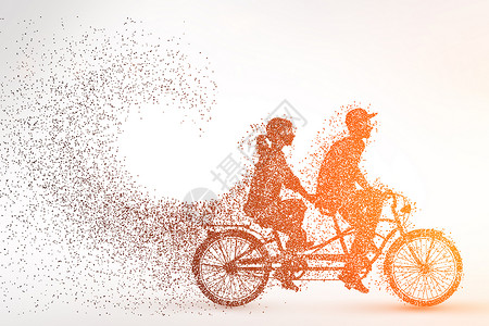 玩车自行车剪影粒子设计图片
