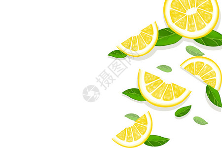 桌面留白清新柠檬简约背景插画