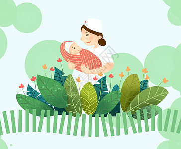 花园宝宝护士节插画