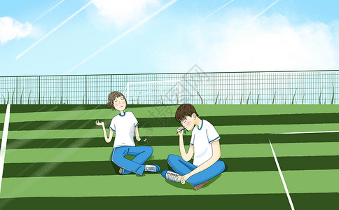 校园足球比赛青春校园插画