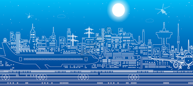 都市人城市飞机场线条设计图片