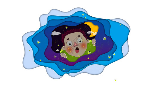 好奇宝宝月夜虫洞插画