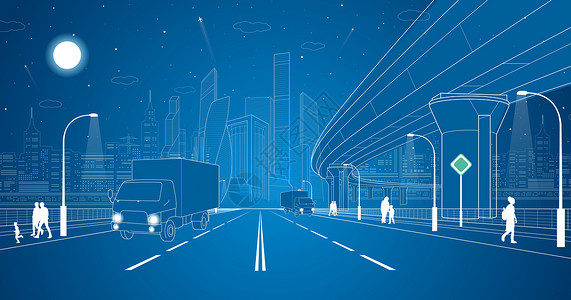 货车PS素材城市道路线条设计图片