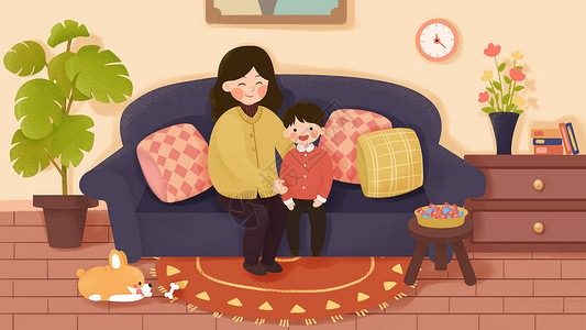 设计素材家庭母亲节插画