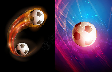 彩色火焰特效世界杯足球海报插画