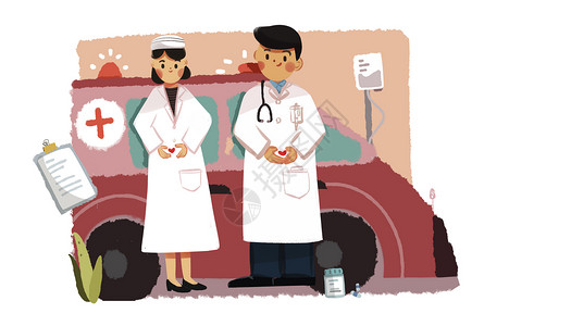 护士推着换药车国际护士节插画