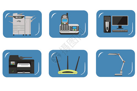 购买生活用品办公用具背景素材插画