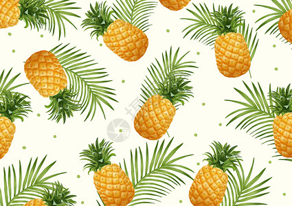菠萝炒饭素材热带植物背景插画