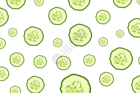 绿色素菜黄瓜片背景素材插画