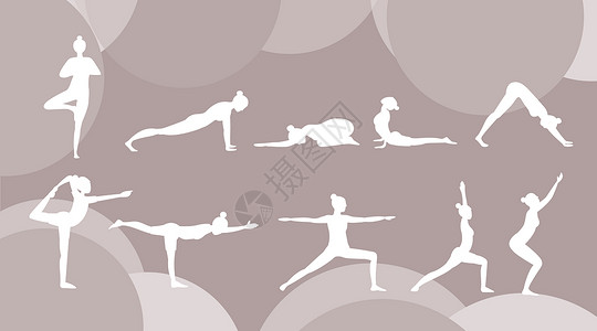 瘦身瑜伽瑜伽剪影 运动健身插画