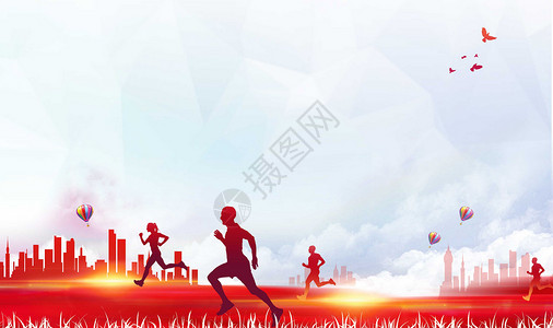 马拉松比赛海报拼搏场景设计图片