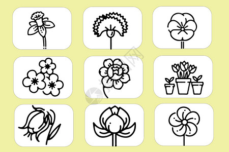 植物学图标花卉图标插画