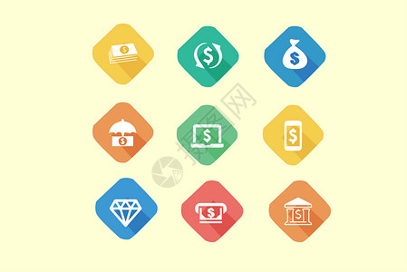 网络金融服务货币小图标插画