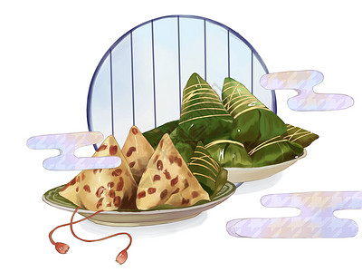 初五饺子端午节图片插画