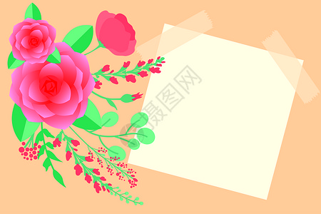 纸玫瑰感恩母亲节插画