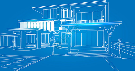 路灯安装建筑科技线条设计图片