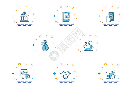 银行交易金融图标插画