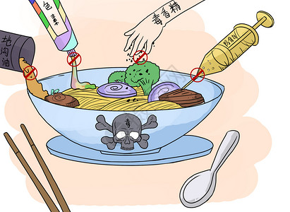 滥用添加剂食品安全漫画插画