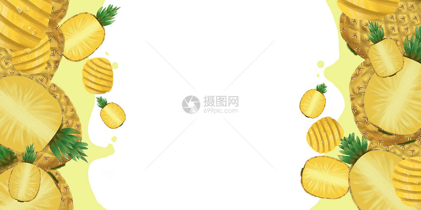 凤梨菠萝留白背景图片