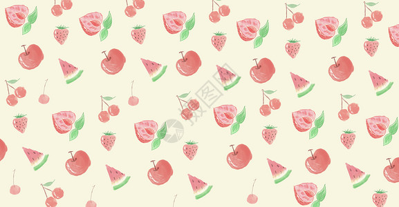 手绘草莓樱桃背景背景图片