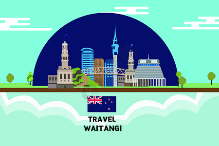 新西兰草场新西兰旅游插画