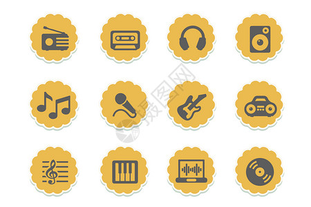 磁带和收音机音乐图标插画
