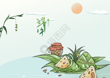 蜂蜜banner粽子山插画