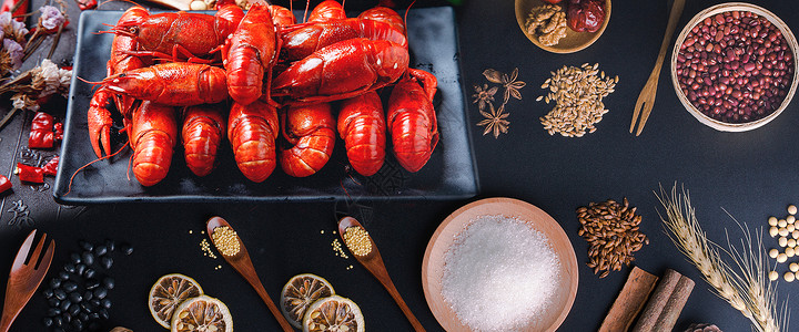 海鲜包装素材小龙虾美食海报设计图片