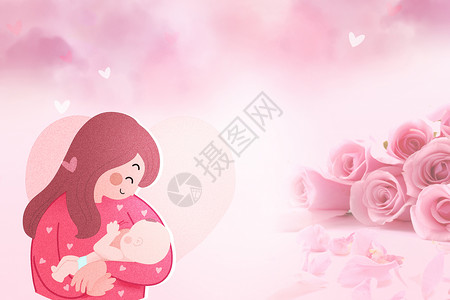 手绘玫瑰花朵母亲节图片背景设计图片