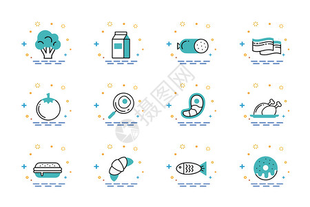 海鲜图案食物元素插画