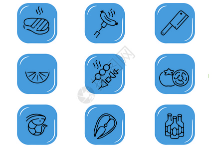 牛排矢量饮食图标插画