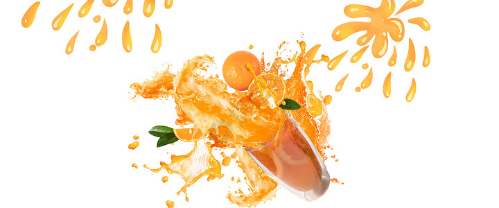 甜美清新美女橙汁海报背景设计图片