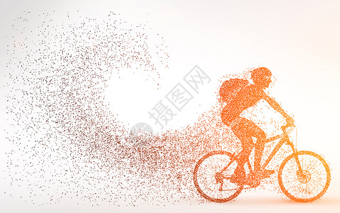 山地矢量创意自行车运动剪影粒子设计图片