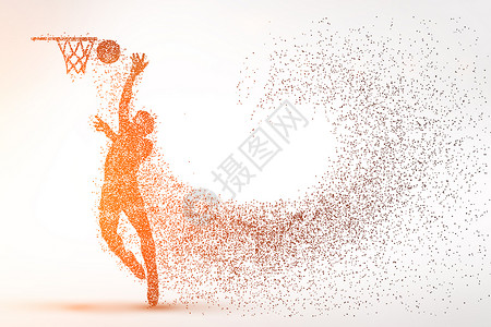篮球人物创意灌篮剪影粒子设计图片