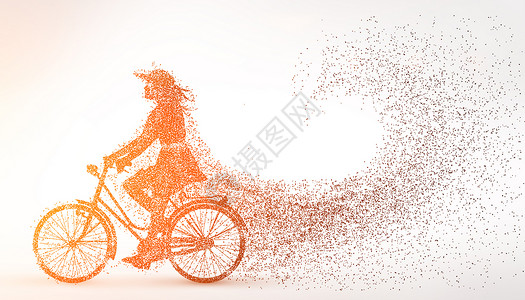 自行车唯美创意剪影粒子设计图片