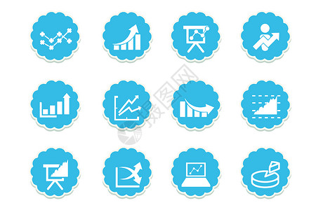 增长趋势统计图数据图标插画
