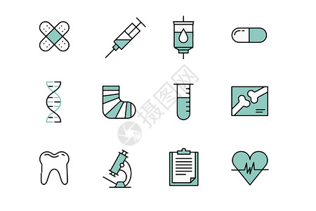 牙医健康矢量icon图标医疗元素插画