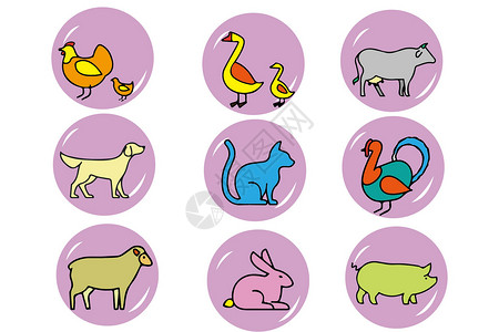 羊矢量动物图标插画