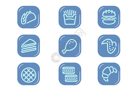 鸡腿和薯条食物图标插画
