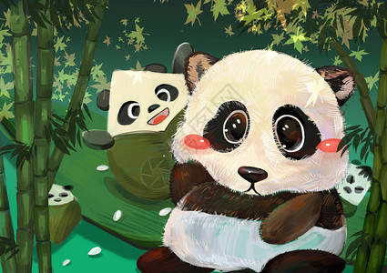 中国国宝熊猫插画